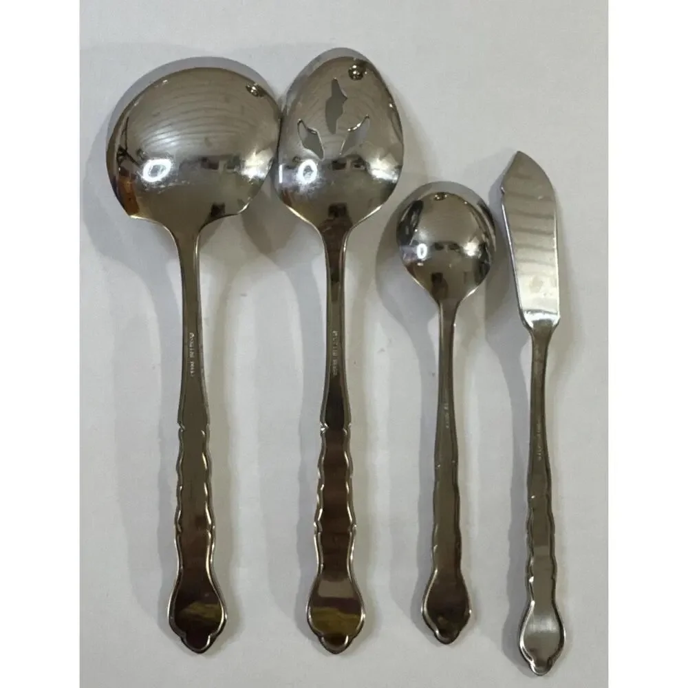Estia ESI14 Vintage Stainless Serving Set 4 Pc Hostess Spoon Butter Knife MCM